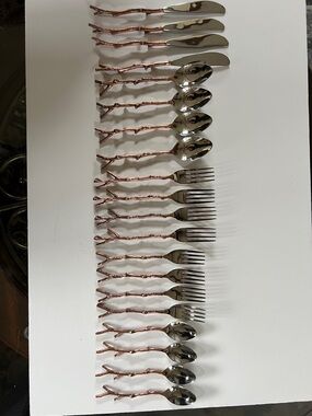 Pier 1 Rose Gold /Copper colored Branch Handle Flatware Set - Metallic